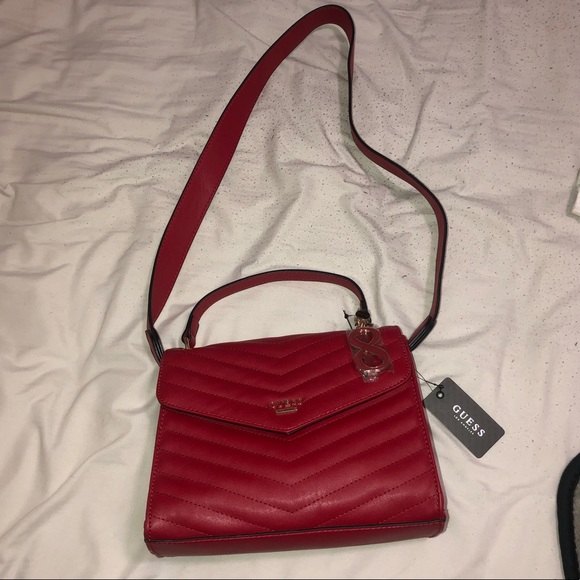 guess red quilted bag